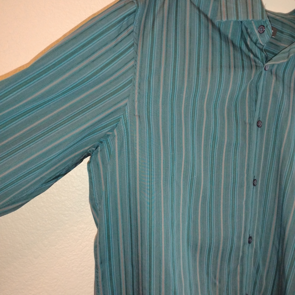INC International Concepts Teal Striped Shirt